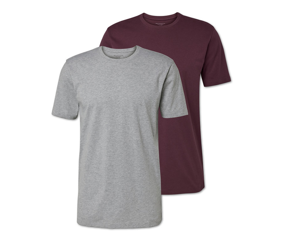 İki adet gri ve kırmızı tişört