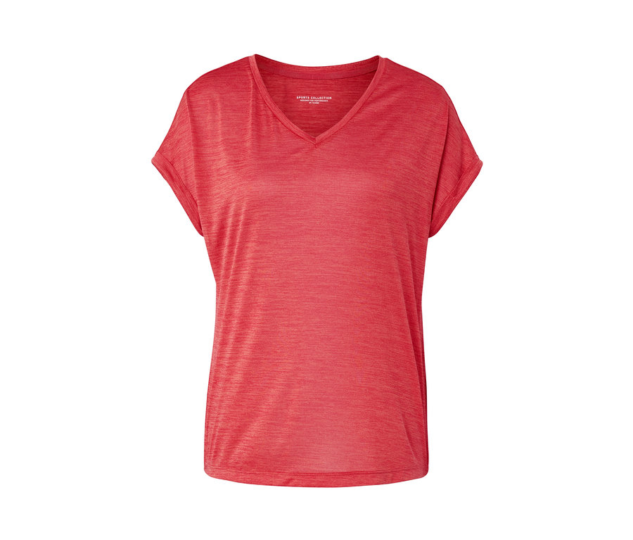 Kısa kollu, pembe fonksiyonel tişört.