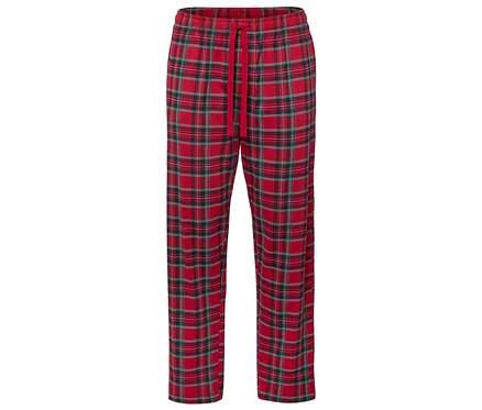 Kırmızı, ekose desenli, ipli pijama altı.