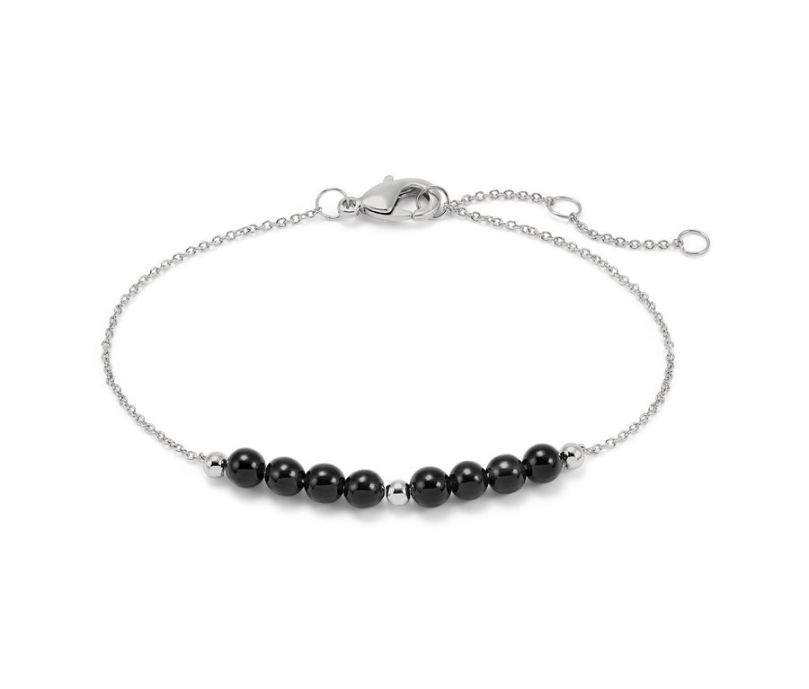Gümüş zincirli Obsidyen Bileklik