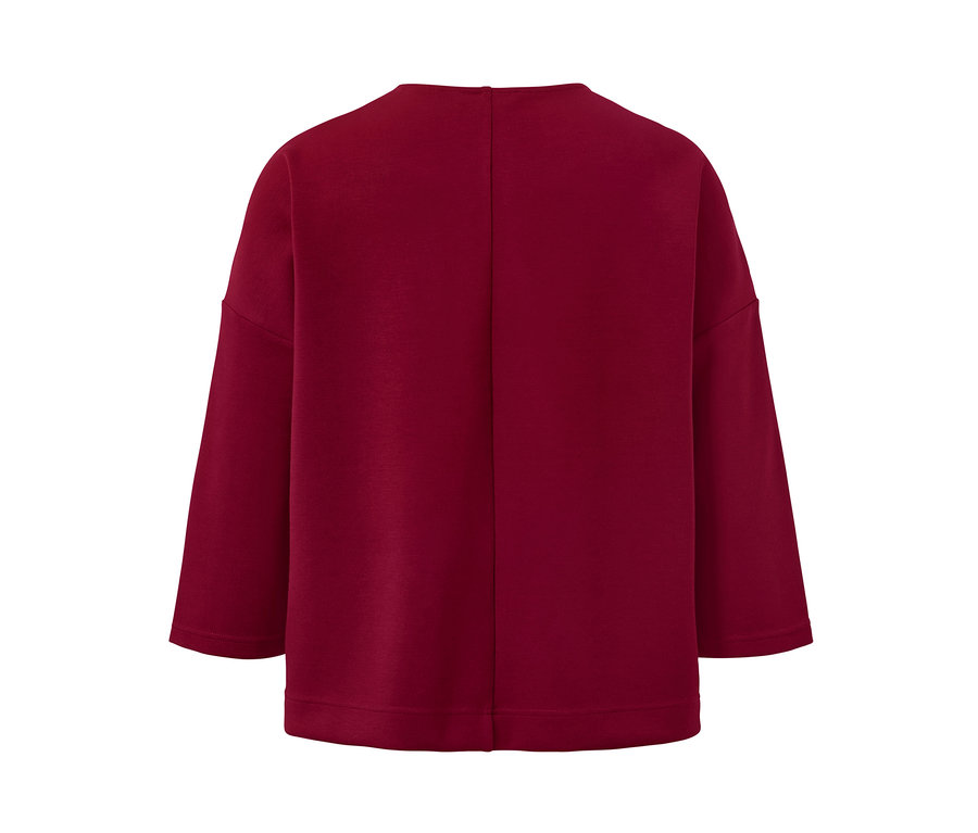 Bordo renkli, 3/4 kollu sweatshirt.