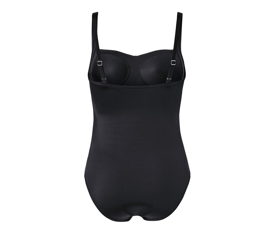 Siyah, şekillendirici, askılı mayo.