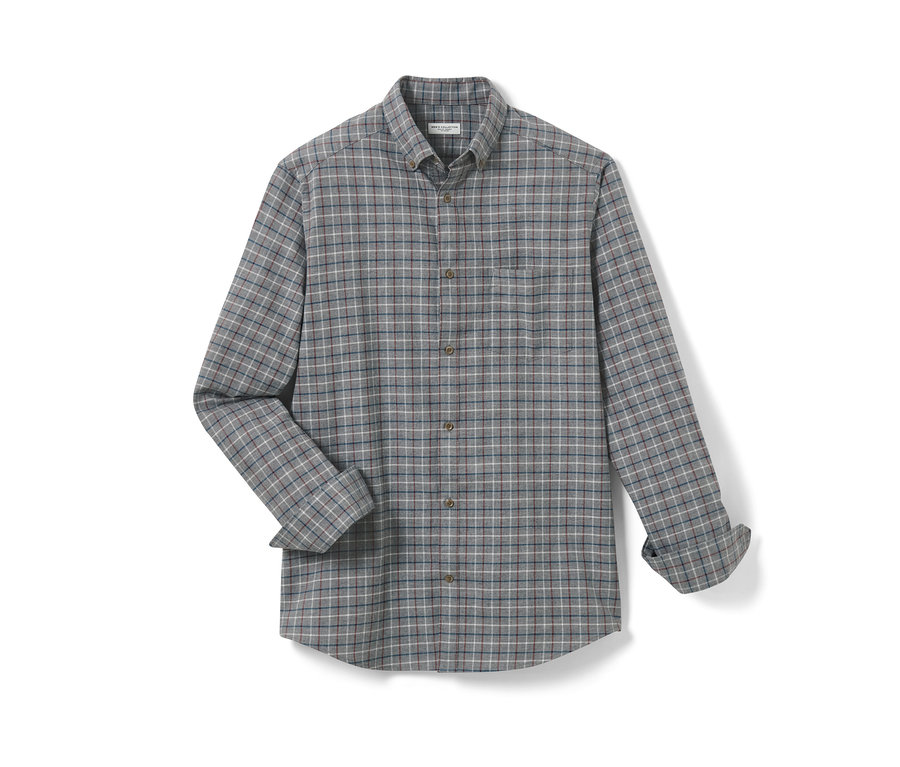 Uzun kollu, gri, flanel gömlek