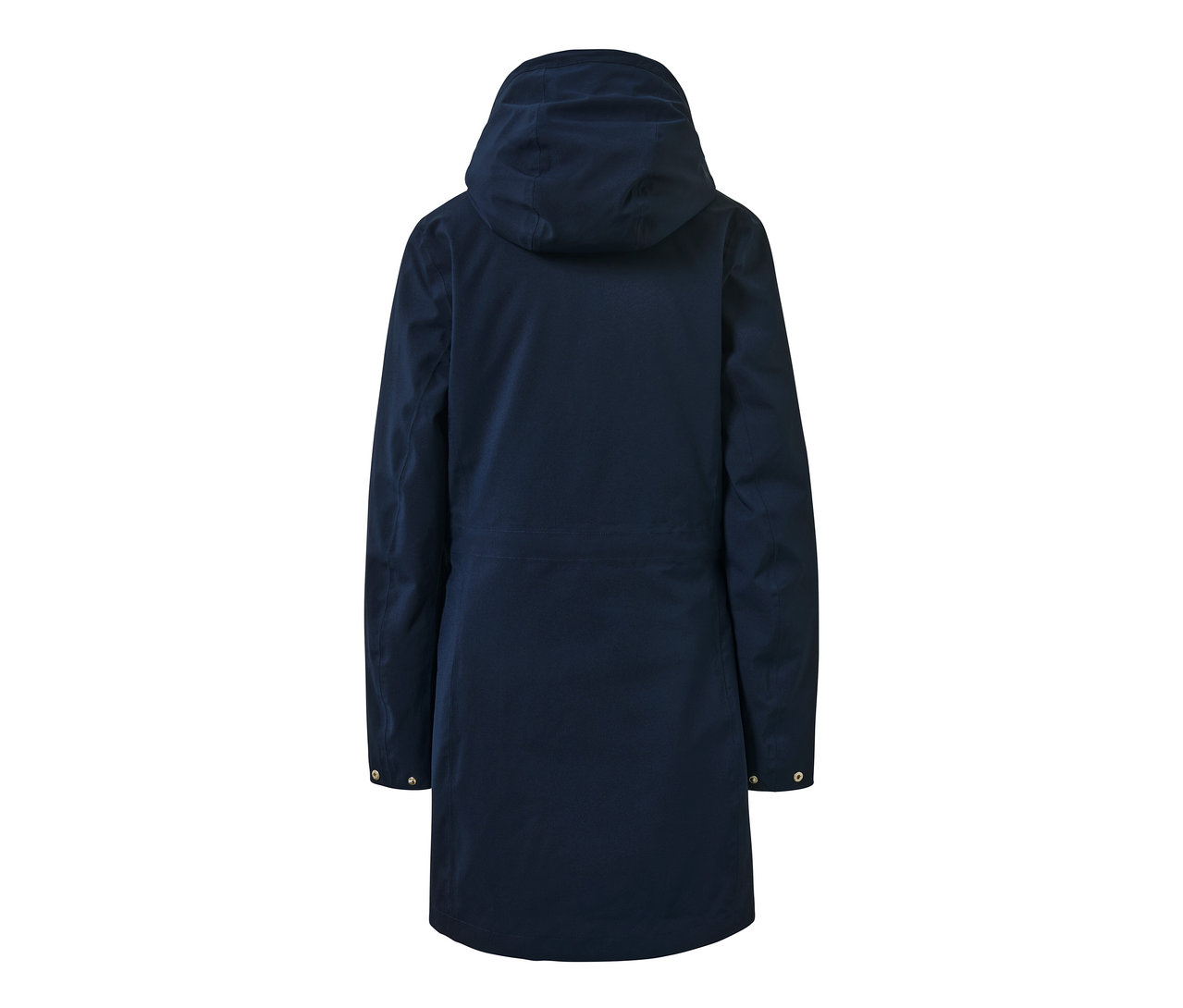 Mavi renkli 3'ü 1 arada outdoor montun arka görünümü.