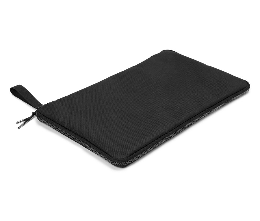 Fermuarlı çekme yeri olan siyah fermuarlı kese.