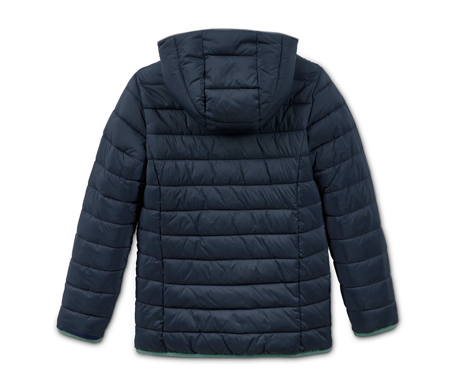 Arkadan görünümüyle mavi, 2'si 1 Arada Softshell ve Kapitone Mont.