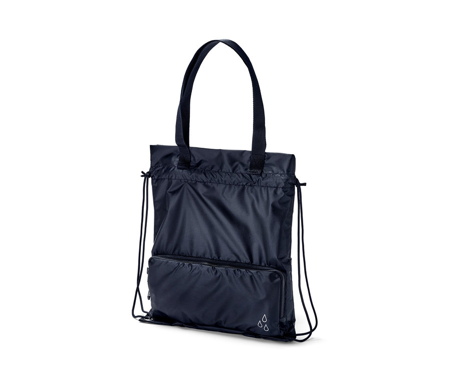 Lacivert, sapları ve büzgüsü olan 2'si 1 Arada Alışveriş ve Sırt Çantası