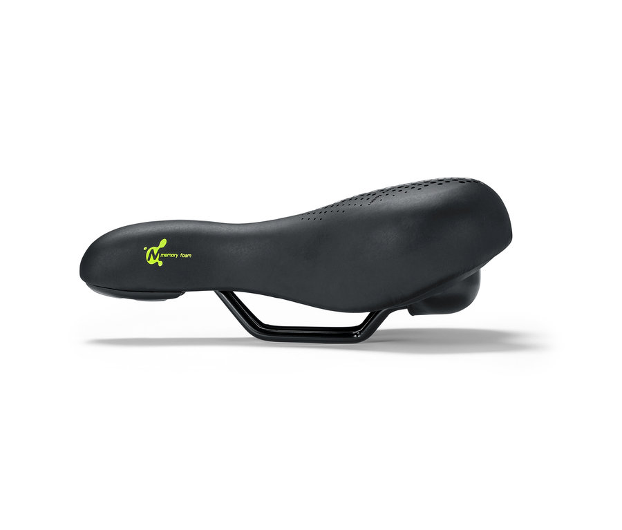 Hafızalı köpüklü siyah konforlu bisiklet selesi.