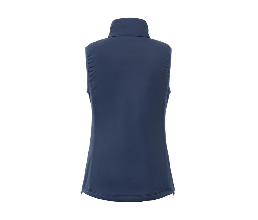 Lacivert renkli »pack light« hibrid yeleğin yakın çekimi.