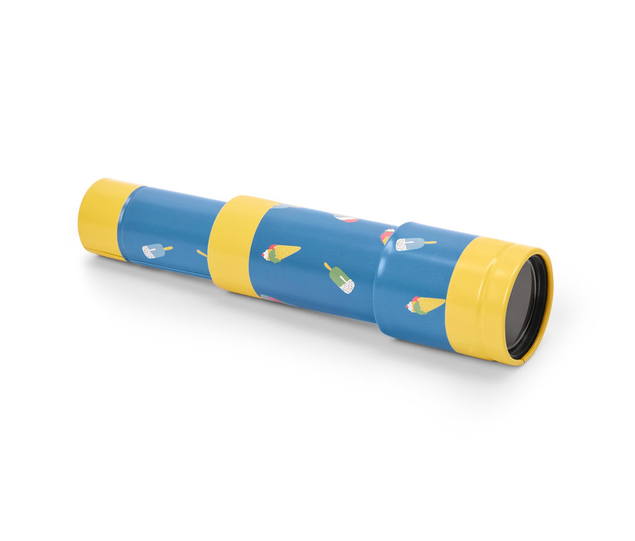 Dondurma desenli mavi oyuncak dürbün.