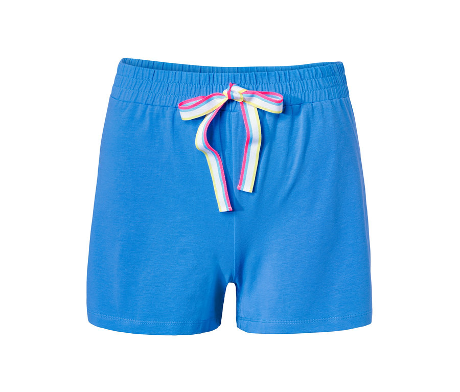 İpli mavi kısa pijama.