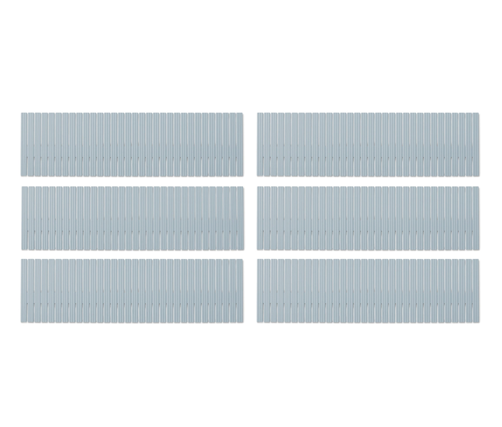 Dikdörtgen şeklinde düzenlenmiş altı adet çekmece düzenleyici.