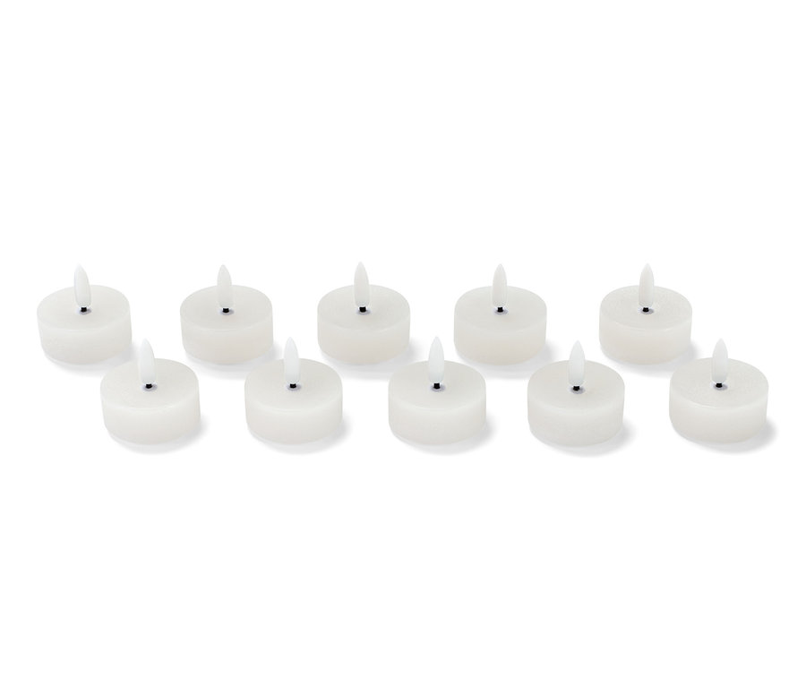 On adet beyaz LED tealight mum.