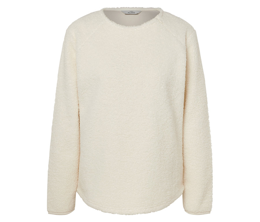 Krem rengi, uzun kollu bir polar kazak