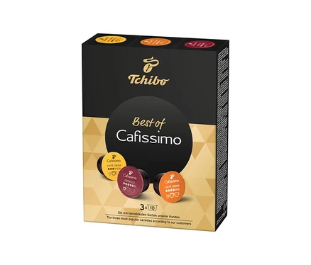 Tchibo'nun Cafissimo Best of Cafissimo 30 Kapsül paketi görülüyor.