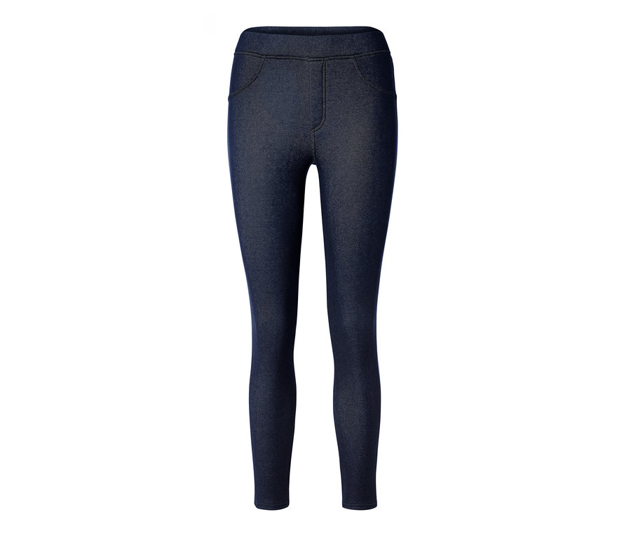 Koyu mavi denim kot görünümlü astarlı tayt.