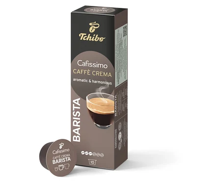 Bir paket ve bir kapsül Cafissimo BARISTA Caffè Crema.