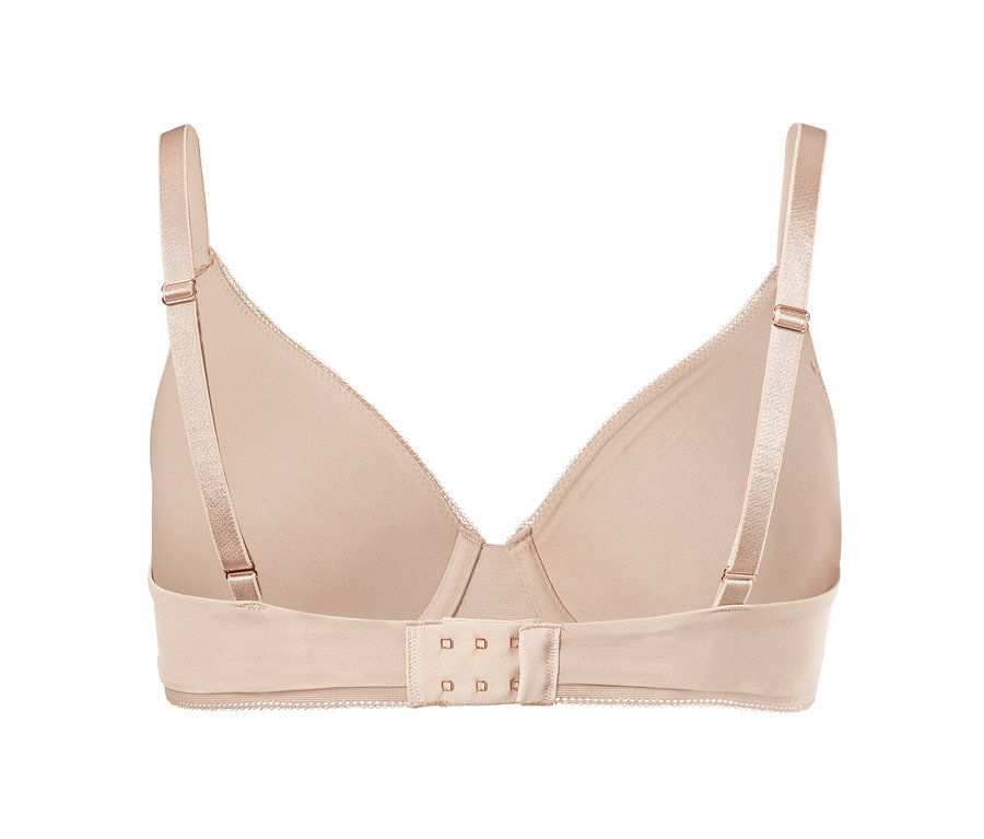 Kancalı kapamalı bej balenli sütyenin arka detay görünümü.