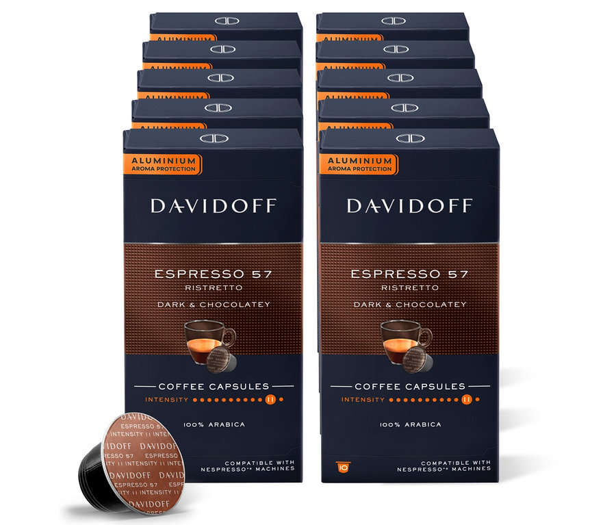 Birkaç paket DAVIDOFF CAFÉ Espresso 57 kapsülü.