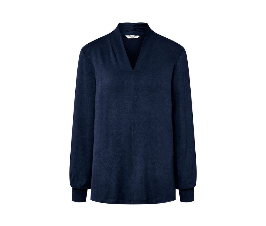 Koyu mavi, uzun kollu, V yaka üst.