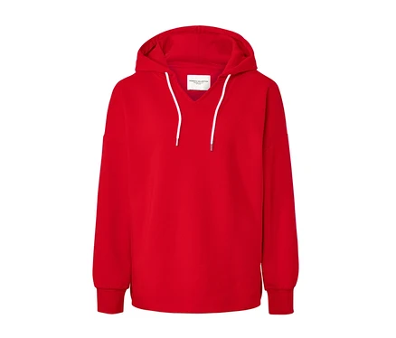 Kırmızı kapüşonlu sweatshirt