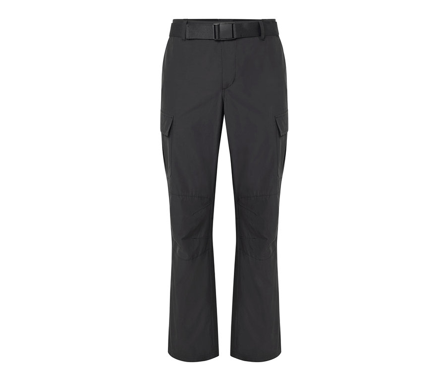 Siyah, sivrisinek korumalı outdoor pantolonu ve kemeri.