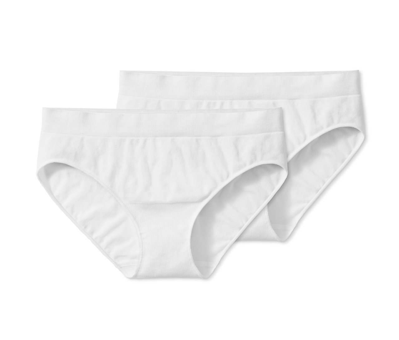 İki adet beyaz dikişsiz külot.