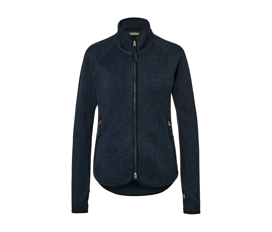 Lacivert, fermuarlı örgü polar mont.