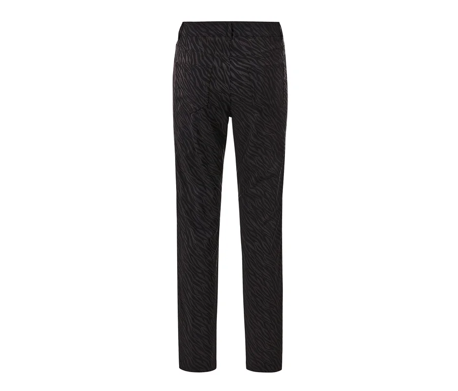 Zebra desenli siyah, baskılı Bengalin Pantolon.