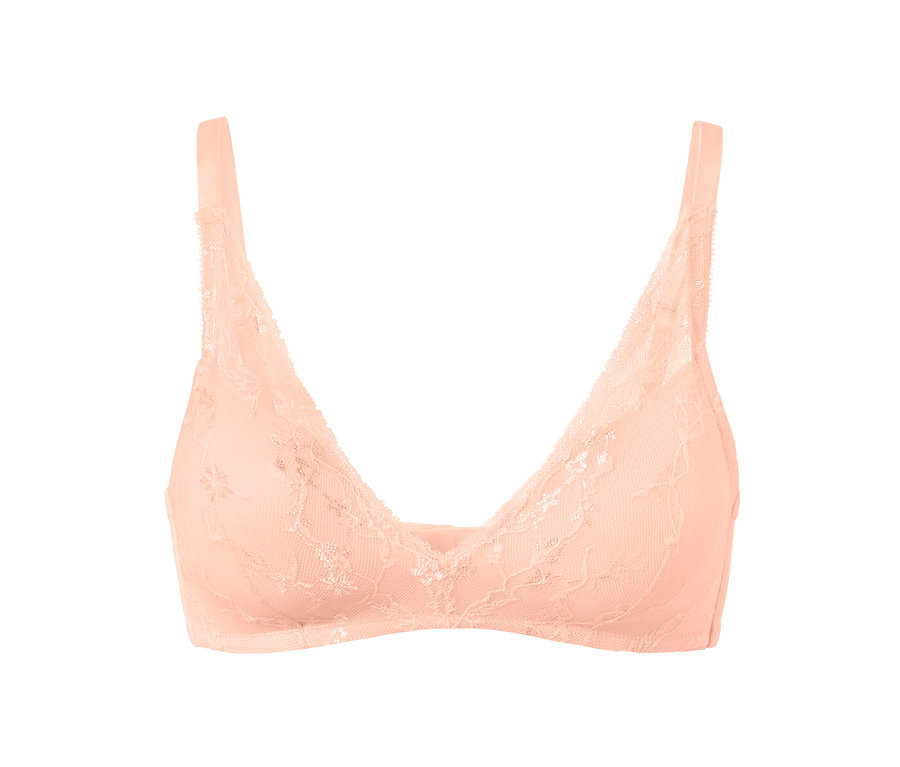 Kayısı rengi, dantel detaylı, yumuşak dolgulu sütyen.