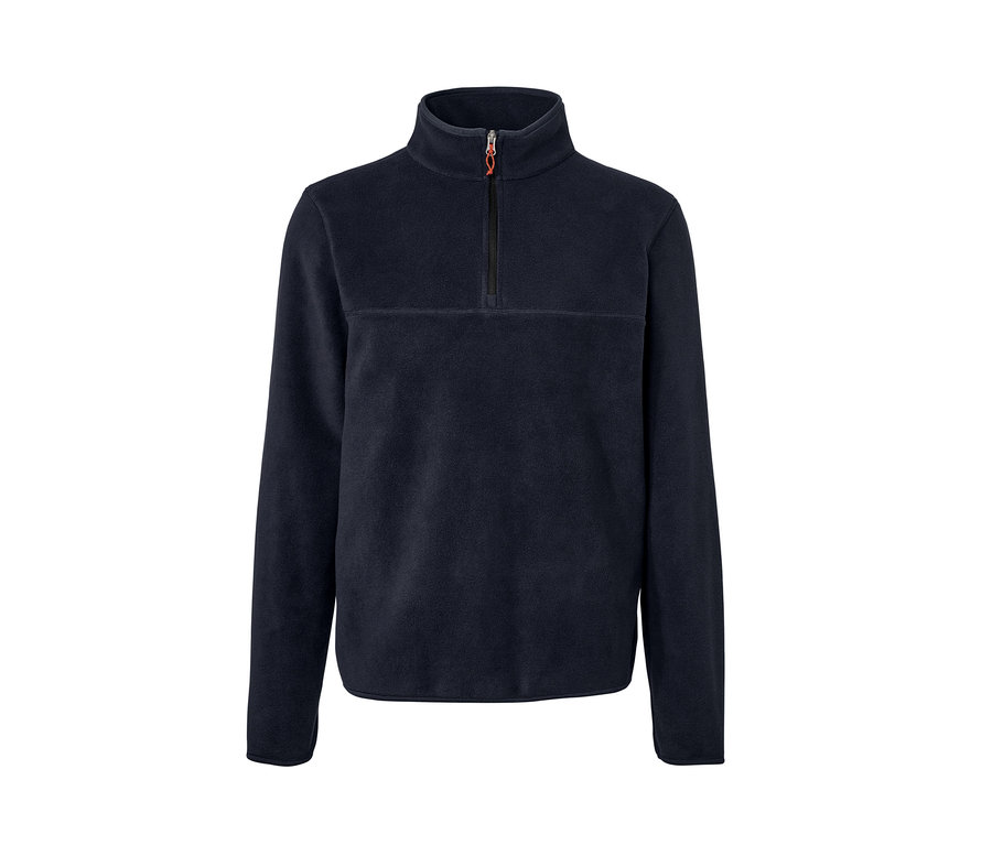 Kısa fermuarlı, lacivert polar kazak.