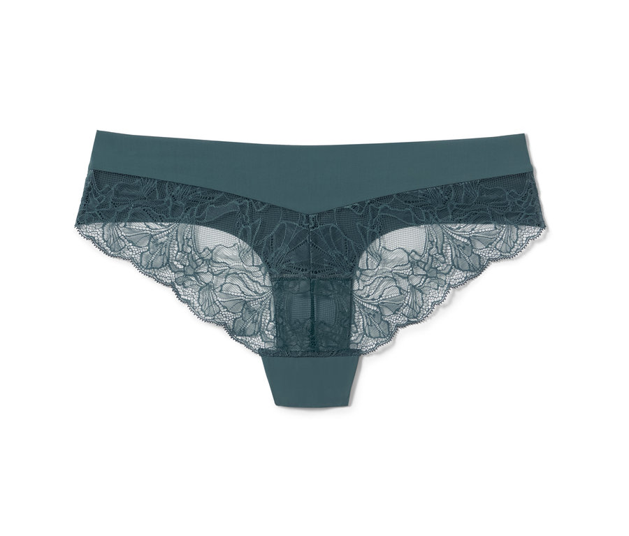 Çiçek desenli dantelli, petrol rengi 2'li Magic-Cut Brezilya Modeli Slip Külot.