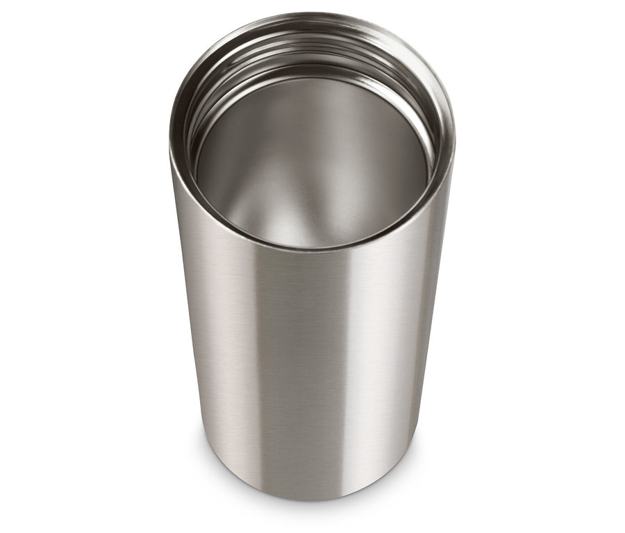 Paslanmaz çelikten gümüş rengi al-götür kahve bardağı.