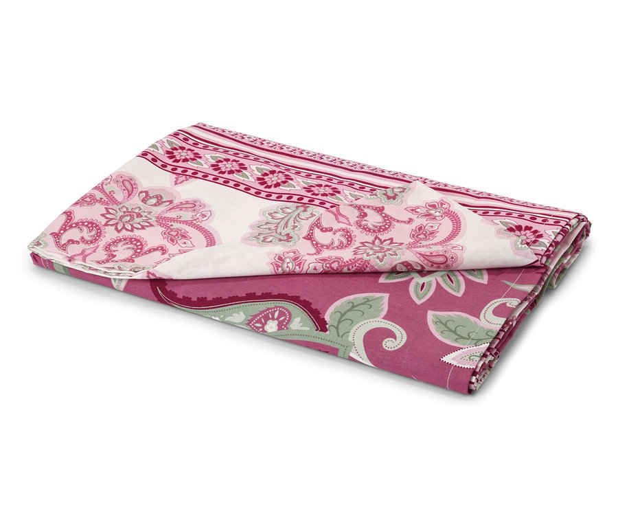 Pembe ve yeşil çiçek desenli katlanmış Renforcé-Multifunktions-Überwurf .