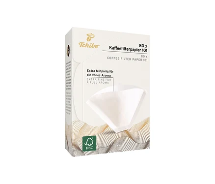 Bir paket beyaz, kağıt kahve filtresi, boyut 101, 18x80 adet.