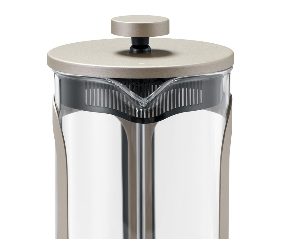 French press 800 ml, 6 fincan, şampanya rengi detay.