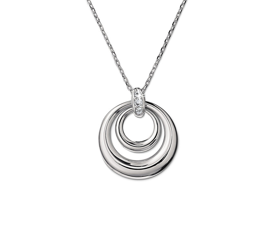 Üç halkalı Swarovski® Kristalli gümüş kolye.