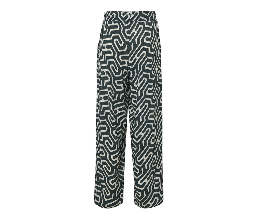 Crinkle efektli baskılı slip-on pantolon.