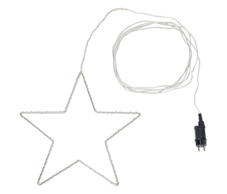 Kablo ve fişi olan aydınlatmalı yıldız.