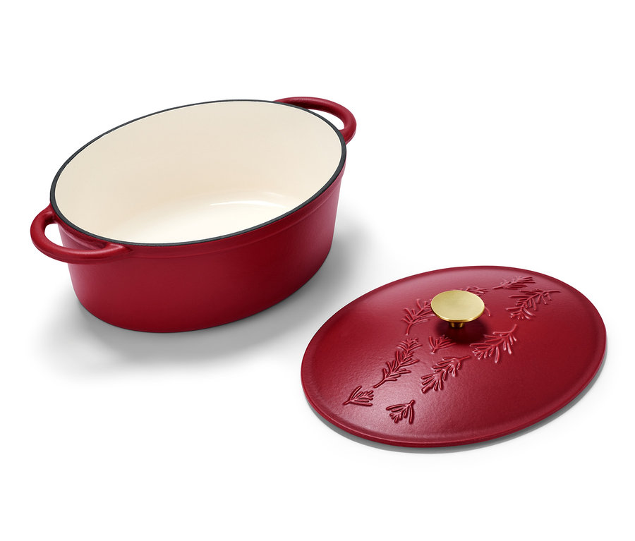 Kapaklı oval demir döküm tencere