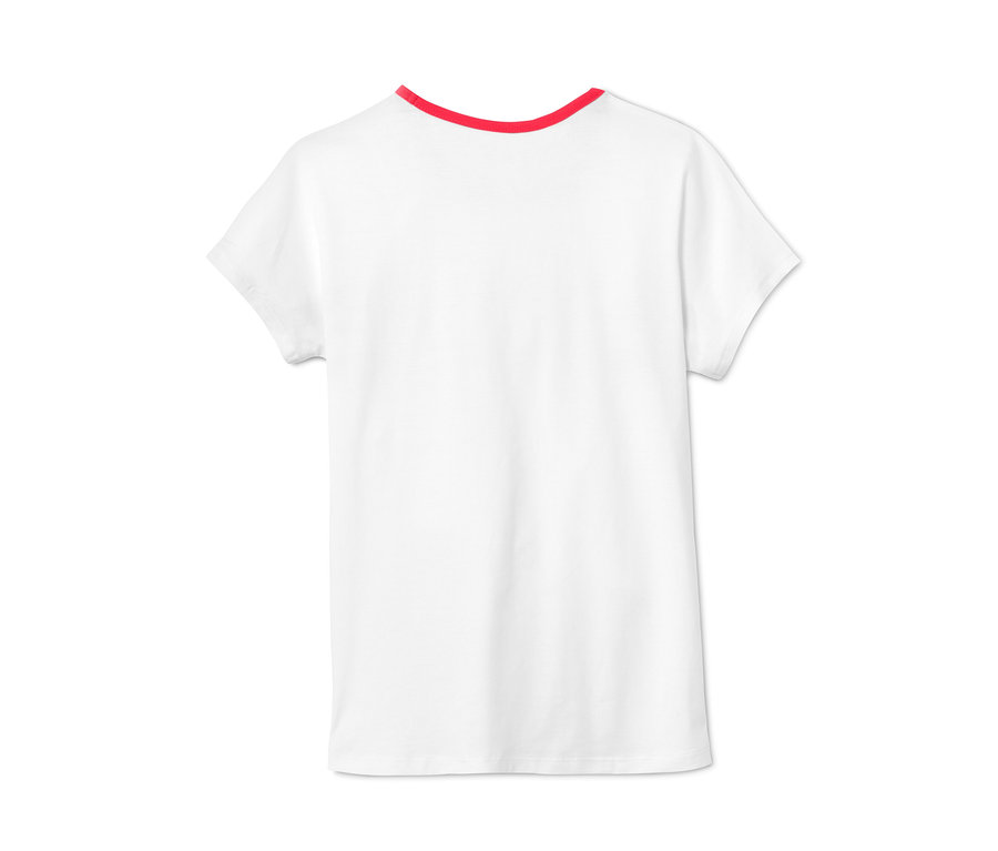 Kırmızı yakalı, beyaz organik pamuklu kısa çocuk pijama takımı.