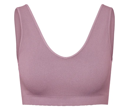 Fitilli desene sahip pembe spor sütyeni.