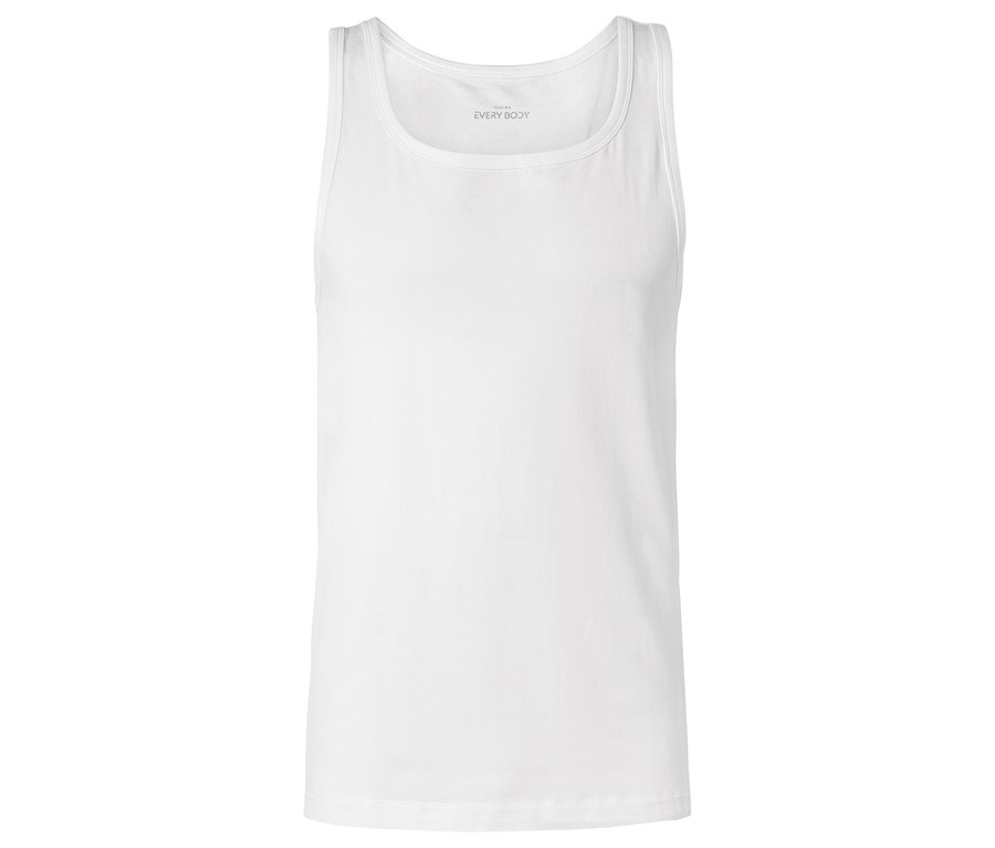 Düz yakalı beyaz atlet.