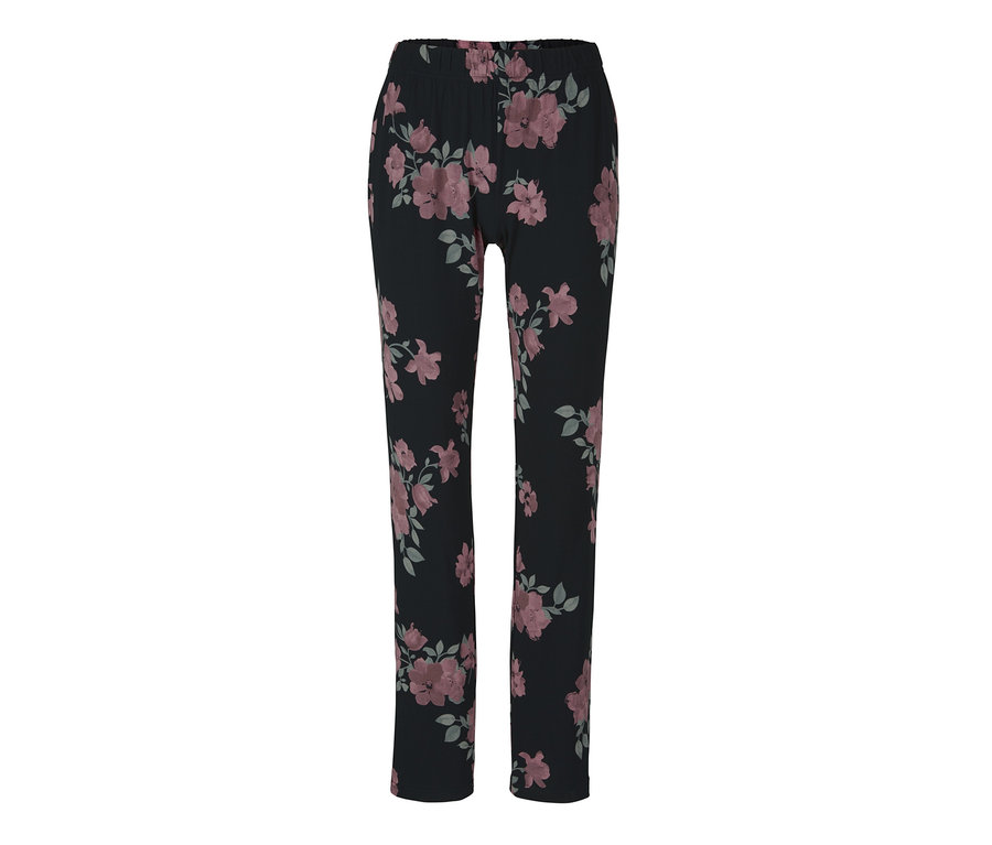 Çiçek desenli siyah pijama altı.