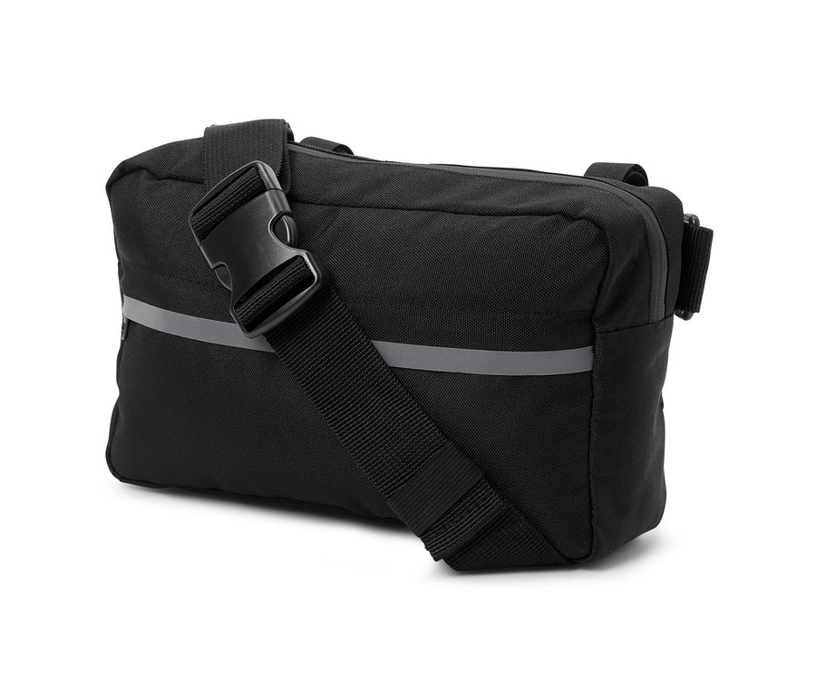 Omuz askılı siyah 2'si 1 arada gidon çantası.