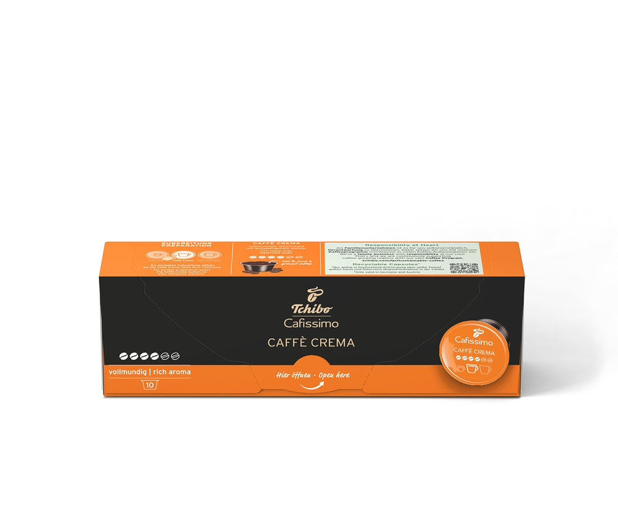 Bir paket Cafissimo Caffè Crema kahve kapsülü. 