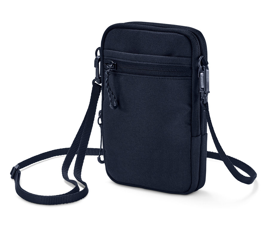 Ayarlanabilir askılı, lacivert omuz çantası.