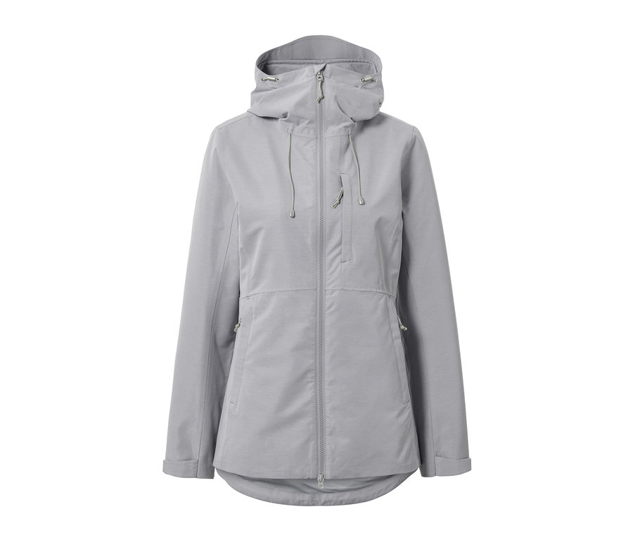 Kapüşonlu ve fermuarlı gri fonksiyonel outdoor mont.