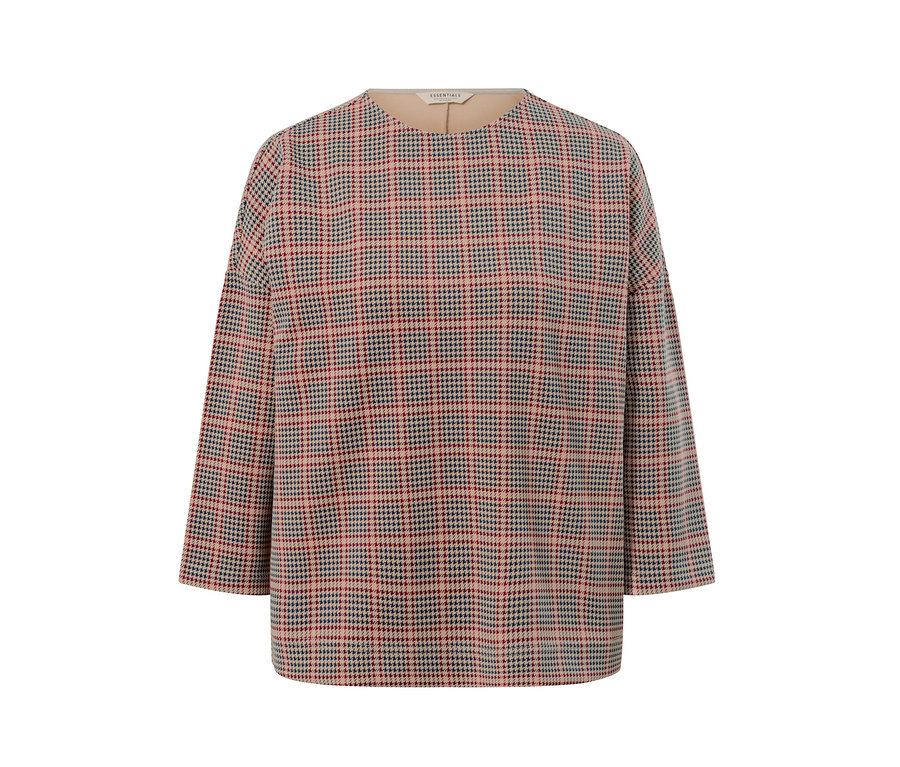 3/4 kollu, kazayağı desenli sweatshirt.