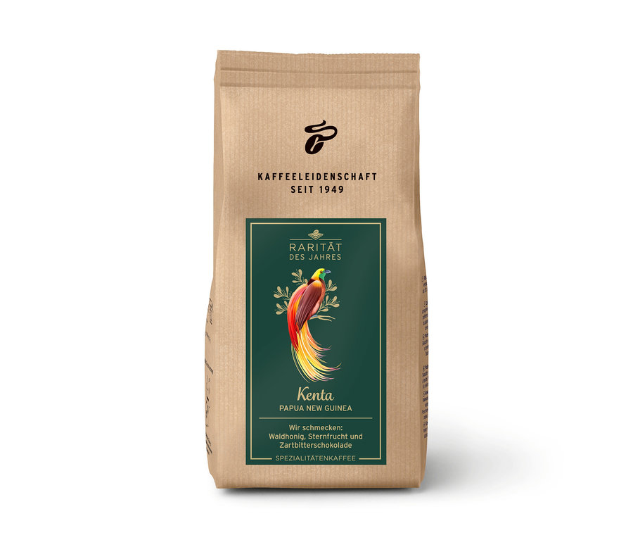 "Kaffeeleidenschaft" markasının "Kenta Papua New Guinea" özel kahve çekirdekleri paketi.